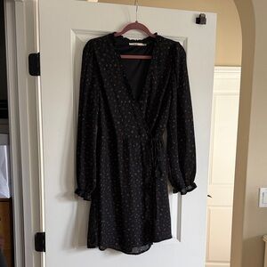 Black Floral Wrap Dress